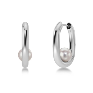 Σκουλαρίκια Edblad Modernist Pearl Hoops L Steel