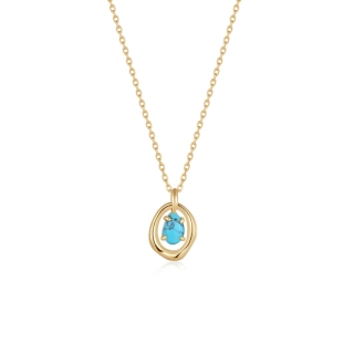 Ania Haie Turquoise Gold Wave Circle Pendant